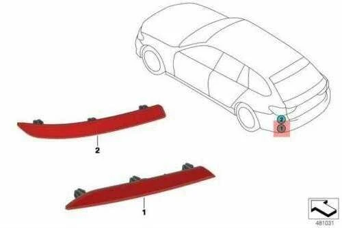 BMW 5 SERIES G30 G31 M Sport Galinio bamperio kairės pusės atšvaitas 63147851577 Originalus