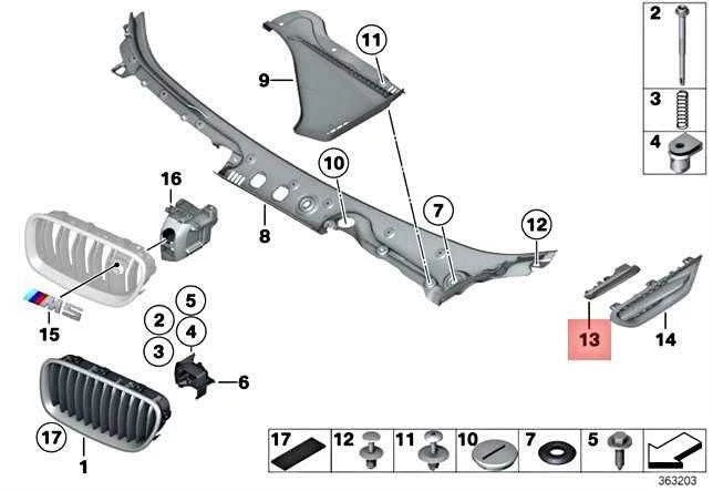 BMW 5 serijos F10 LCI F11 LCI priekinio kairės pusės sparno apdaila 51137336647 Originali