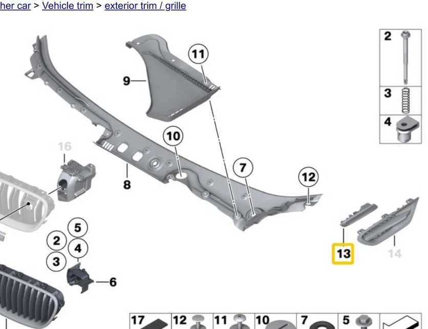 BMW 5 serijos F10 LCI F11 LCI priekinio kairės pusės sparno apdaila 51137336647 Originali