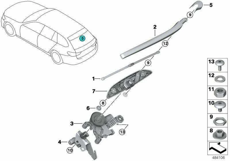 BMW 5 serijos G31 galinio valytuvo mentė 61627403858 originali