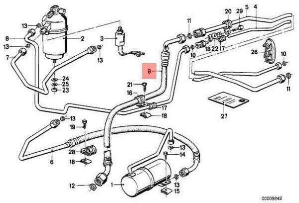 BMW 6 E24 Oro Šaldytuvo Kompressorius Sėkimo Vamzdis Originalus 64539067597