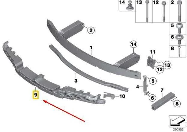 BMW 6 F06 F12 F13 Atramosi absorbuotojas viršus Originalus 51118050349