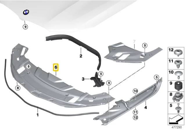 Bmw 6 G32 Gt Variklio Angos Vidurinis Dangtelis Originalus 51767438428