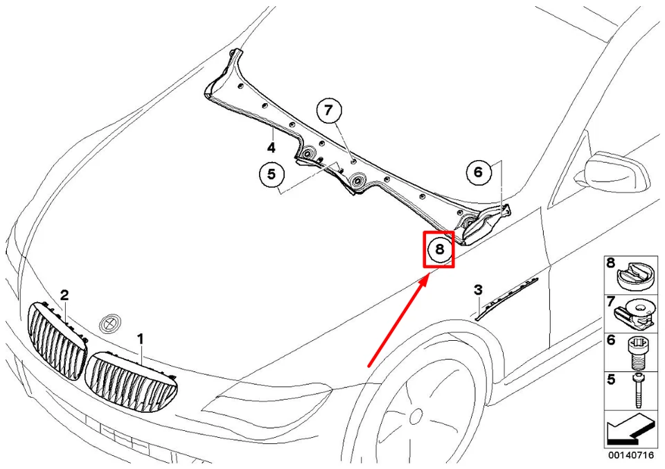 BMW 6 Serija E63 E64 Išorinio Priedėlio Klipe Originalus 51717127711