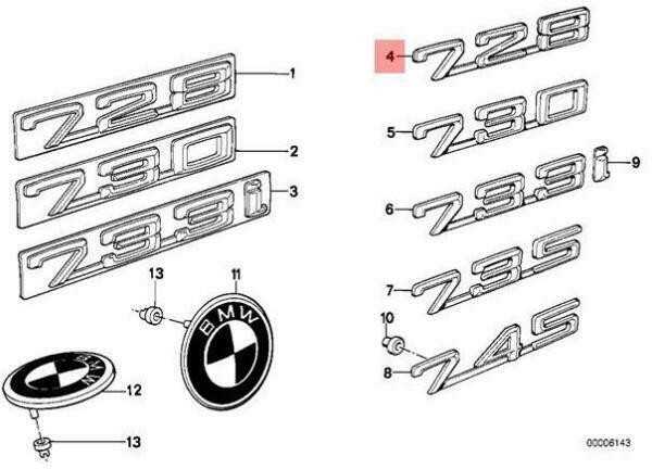 Bmw 7 E23 Galinės Emblema Originalus 51141869983