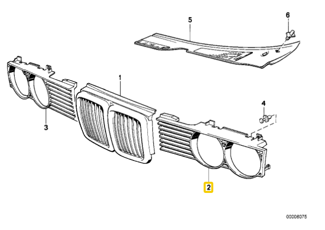 Bmw 7 E32 Kairysis Priekinis Žibintas Grilis Originalus 51131938425