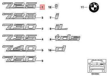 Bmw 7 E38 Emblema Priklijuota Gale Originalus 51148170188