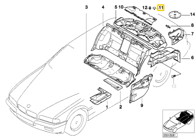 BMW 7 E38 Galinio Garsinio Izoliacijos Stiklo Klipas Originalus 51488196480