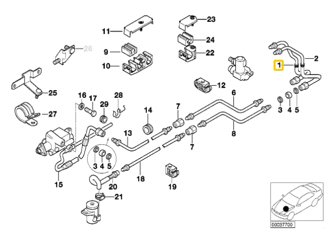 Bmw 7 E38 Vorlaufleitung Originalus 37131091125