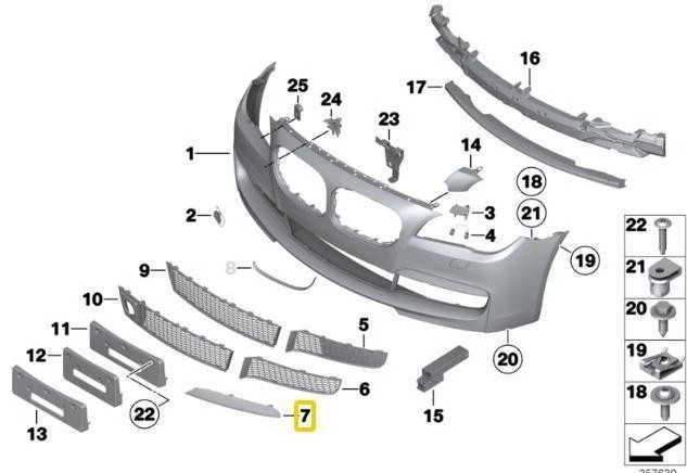 BMW 7 F01 F02 F04 08-15 M Sport priekinis bamperis RIGHT Chrome Moulding Trim Genuine