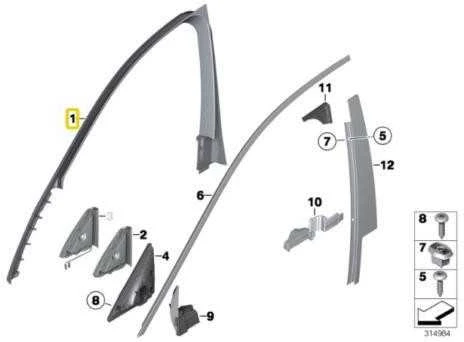 BMW 7 F01 F02 Langas Kėbulas Kairysis Originalus 51337177625