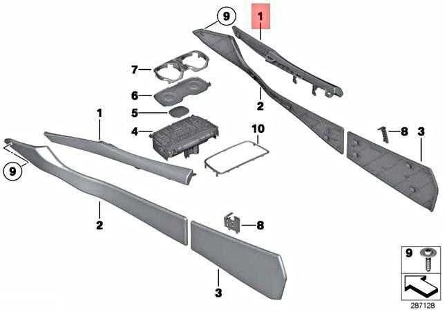 Bmw 7 F01 F02 Vidurinės Konsolės Kairysis Apdangalas Originalus 51169171225