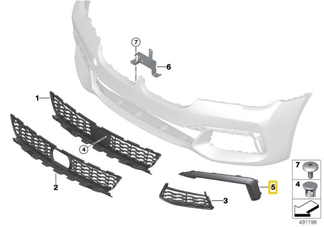 BMW 7 G11 G12 Priekinis Stiklo Chromo Dekoras Dešinė Originalus 51118061118