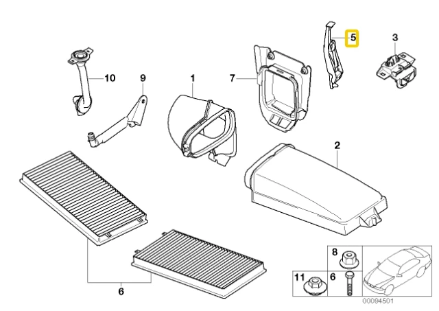 Bmw 7 Serija E65 E66 E67 Oro Filtras Dėžės Rėmas Originalus 64316942650