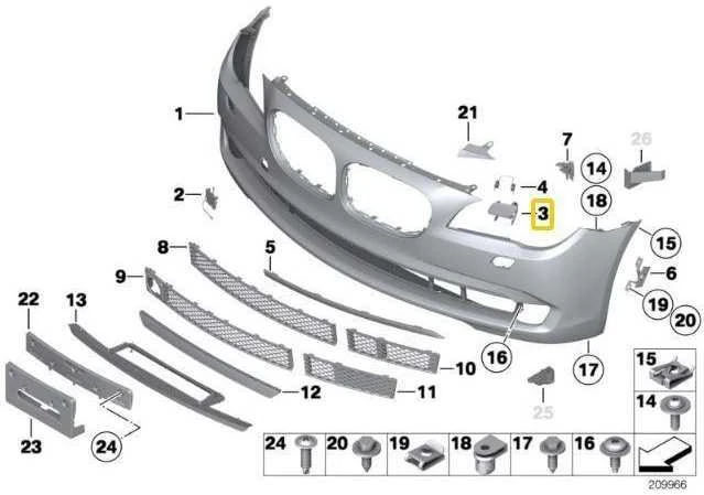 BMW 7 Serija F01 F02 F04 2008 2015 Kairysis Dantis Originalus 51117210881
