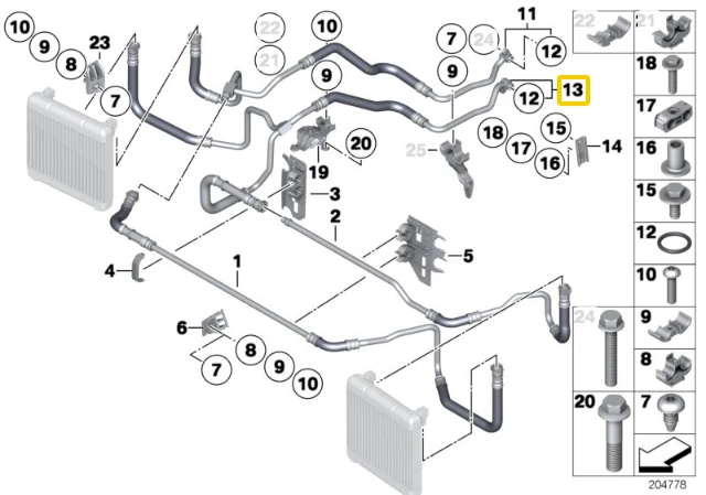 Bmw 750 F01 F02 F03 Aukstinimo Vėsinimo Vamzdis Išėjimas Originalus 17227589506