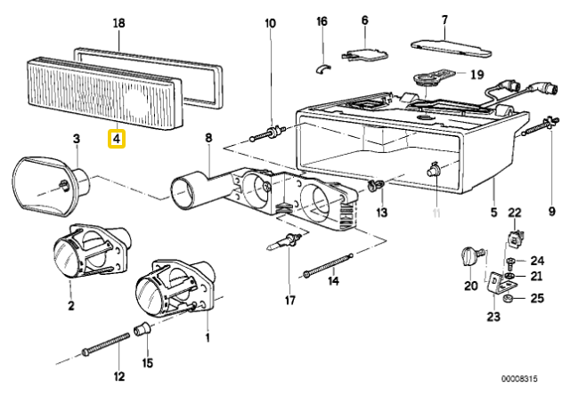 BMW 8 E31 Kairysis Žibintų Stiklas Originalus 63128354531