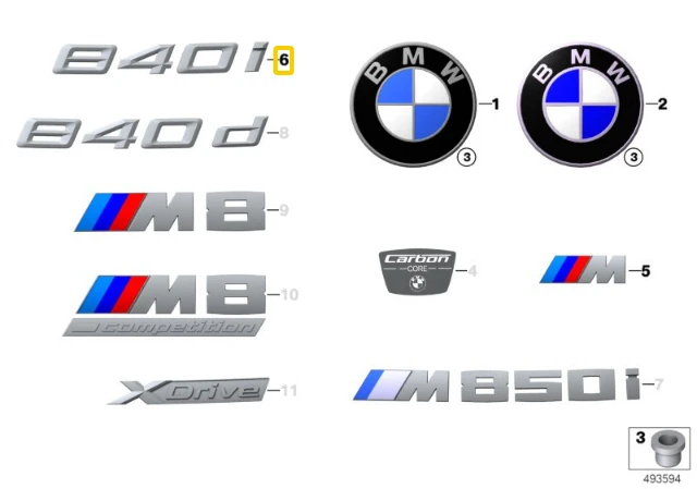 BMW 8 G14 G15 Modelio Raido Ženklu Galinės Durelės Originalus 51147446338