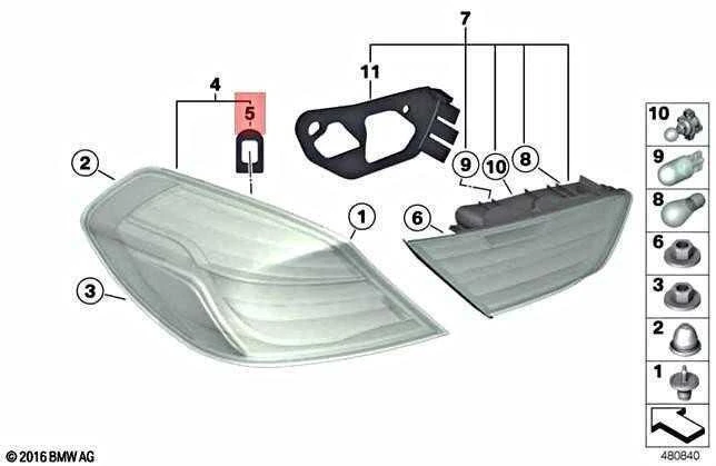 BMW Alpina M6 B6 F06 F12 F12 F13 MOS galinių žibintų tarpinių rinkinys Originalus 63217480993