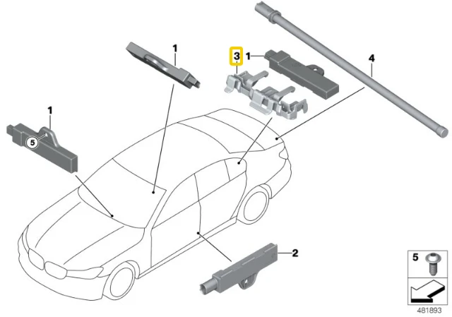 BMW Antenos Stiprinimo Skardas Bagažinės 5 F90 M5 61359331172 Originalus