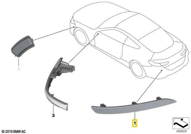 BMW Atšvaitas Kairysis F91 F92 F93 2017 2019 Originalus 63148089519