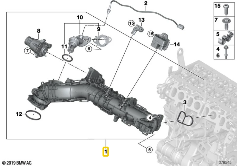 BMW B47 8513655 F20 F22 F22 F10 F25 F26 F15 Įsiurbimo kolektoriaus įsiurbimo sistema originali 11618513655