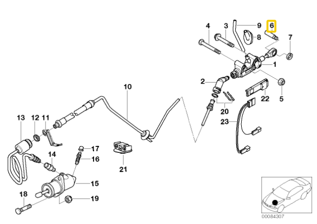 Bmw Bolzen Geberzylinder 5 E39 E60 E61 6 E63 E64 X5 E53 Originalus 21521161729