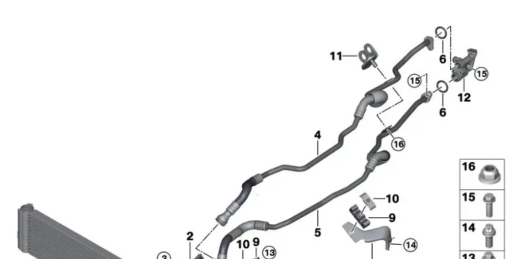 BMW Bracket, oil cooler line Originalus 17228689719 5' G30 (07/2018 — 12/2019) 5' F90 M5 (01/2016 — 12/2019) 7' G11 LCI (01/2018 — 12/2019) 7' G12 LCI (01/2018 — 12/2019) 8' G14 (10/2017 — 12/2019) 8' F91 M8 (11/2017 — 12/2019) 8' G15 (10/2017 — 12/2019) 8' F92 M8 (11/2017 — 12/2019) 8' G16 Gran