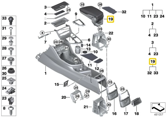 Bmw Centro Padėklas F45 F46 F48 F39 51169317568 Originalus 51169317568