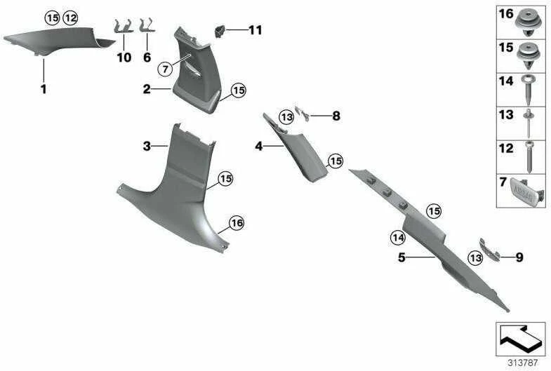 BMW Clip Su Švelniu 3 F34 GT 5 F10 7 F01 Originalus 07147145753