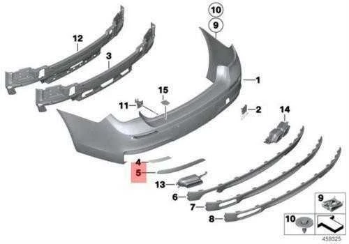 BMW Dešinė Galinė Moulding 7 F01 F02 F04 2007 2015 Originalus 51128099326