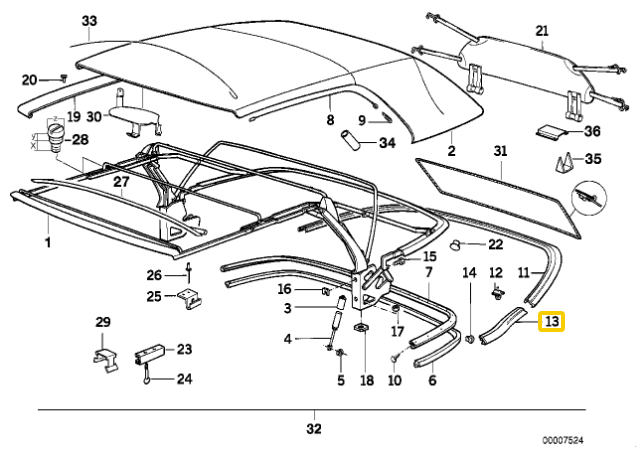 BMW Dešinė Molding E30 07/1985-04/1993 Originalus 51131932800