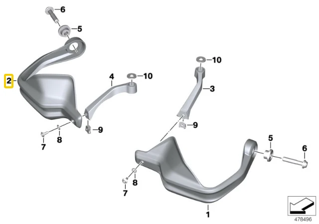BMW Dešinė Rankenos Apsauga K80 K81 F 750 GS F 850 GS Originalus 32718563804