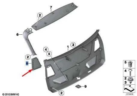 BMW Dešinės Bagažinės Dangtis X3 F25 2009 2017 Originalus 51497260048