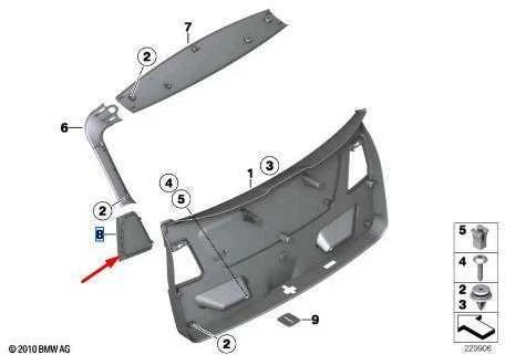 BMW Dešinės Bagažinės Dangtis X3 F25 2009 2017 Originalus 51497260048