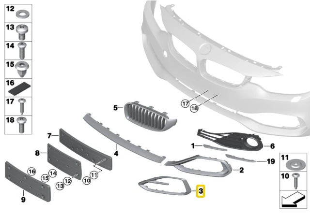 BMW Dešinės Pusės Danga 4 F32 F33 F36 2012-2019 Originalus 51117294844
