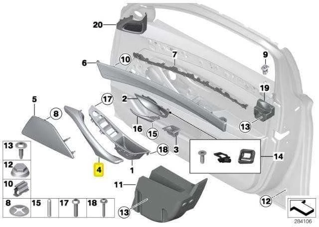 BMW Dešinės Pusės Uždarymo Rankena 5 F10 F11 51417225856 Originalus 51417225856