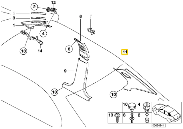 BMW Dešinės Stulpelio Danga E46 51437902938 Originalus 51437902938