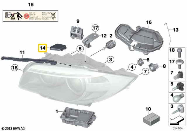 BMW Dešinės Švieslentės Dangtelis E82 E88 2006 2013 Originalus 63117046374