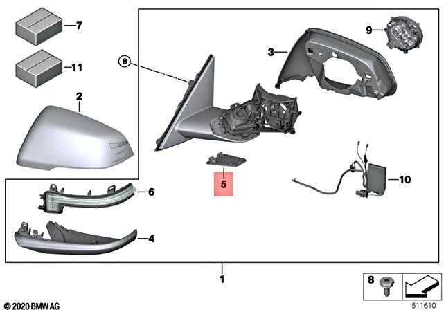 BMW Dešinės Veidrodis Bazė TMC Supra LCI X2 F39 Z4 G29 Originalus 51168499562