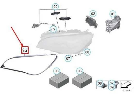 Bmw Dešinės Žibinto Tarpiklis F01 F02 F03 63117225238 Originalus 63117225238