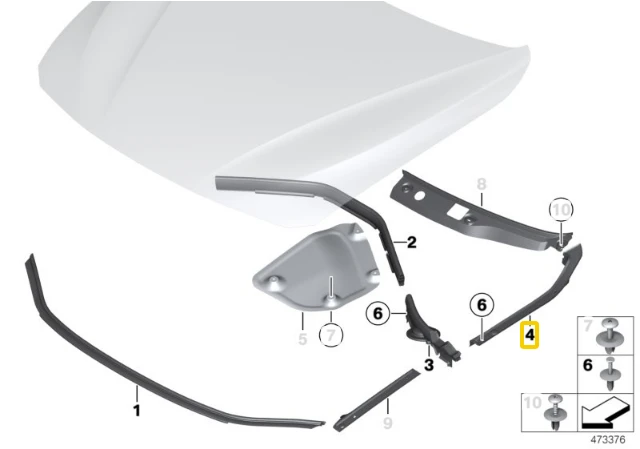 BMW Dešinysis Sandarinimo Šoninis Skydelis F80 M3 F82 M4 Originalus 51768061844