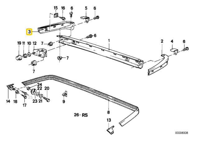 BMW E30 3 Stossstange Hinten Dešinė Originalus 51121922162