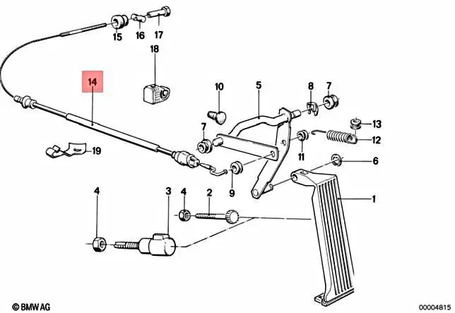 BMW E30 akseleratoriaus Bowden kabelis originalus 35411160527