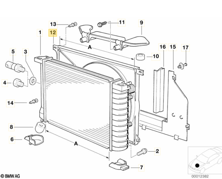 BMW E30 Kabrioletas Coupe Radiatoriaus ventiliatoriaus gaubtas 440 mm originalus 17111712845