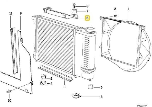 BMW E30 variklio aušinimo skysčio radiatoriaus laikiklis Originalus 17111709347