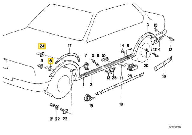 BMW E30 liejimo kištukas Originalus 51711929320