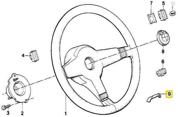 BMW E30 M3 E28 M5 E34 E28 E34 E24 E32 M Tech ženkliukas ant vairo originalus 32331155957