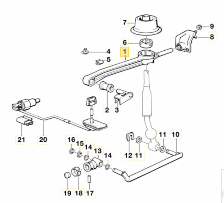 BMW E30 Perjungimo svirtis originali 25111221201