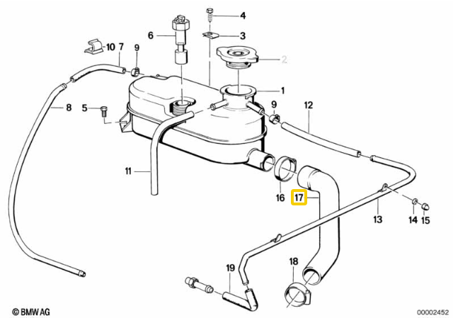 BMW E30 Radiatoris Ausinimo Šlaunelis Originalus 11531309667